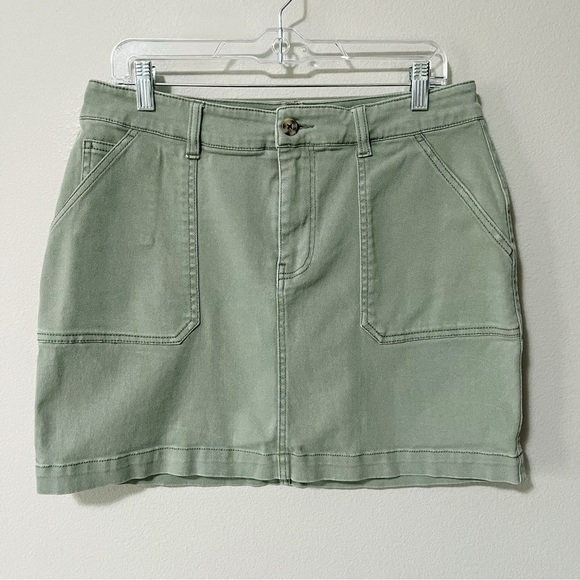 Faherty Organic Cotton Utility Mini Skirt Fatigue Green Women's Size Large - Picture 6 of 13